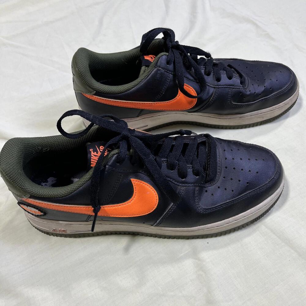 Nike Air Force 1 Men’s 9.5 Low HOOPS Black Green Orange Swoosh Shoes No Box